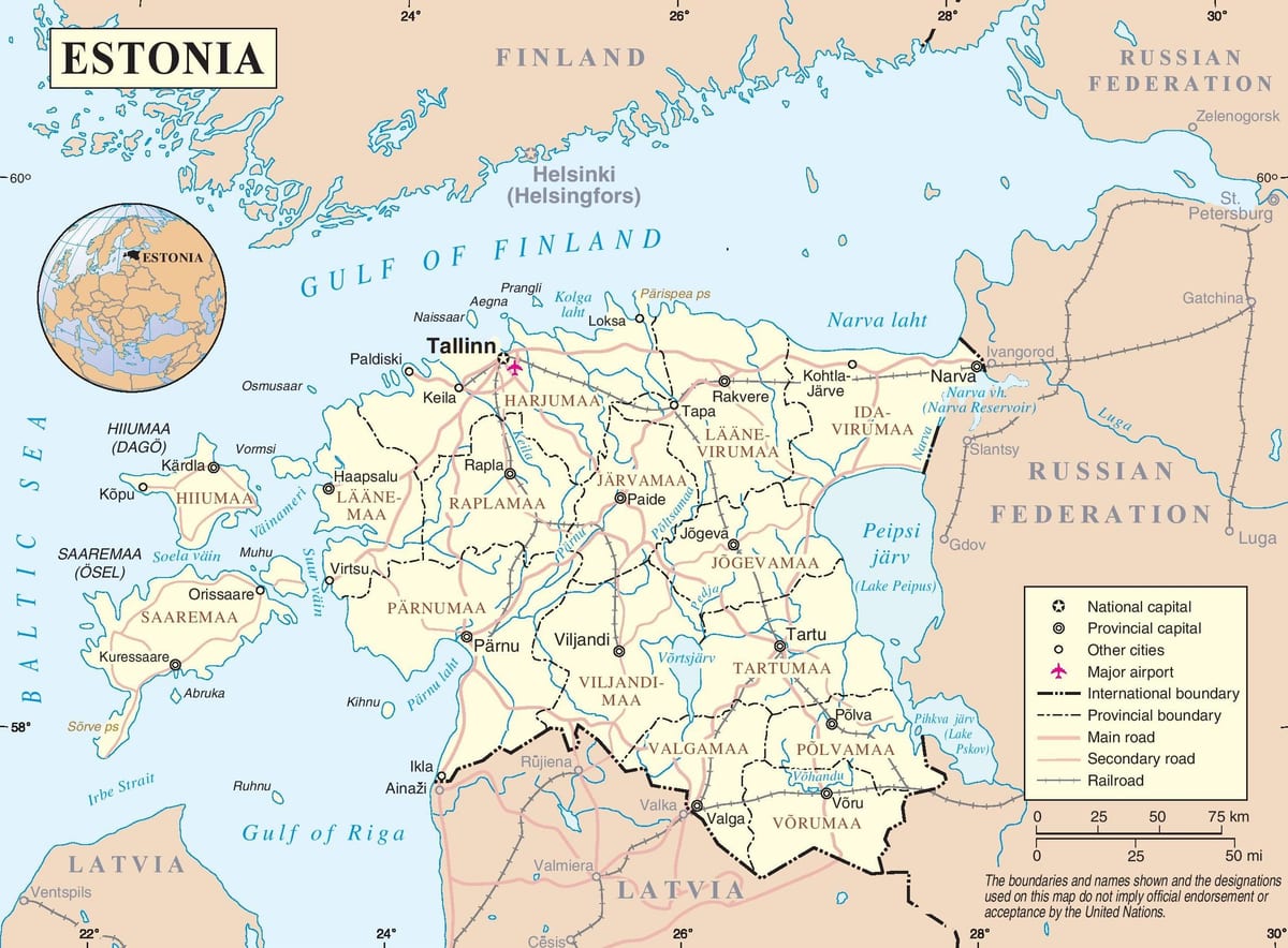 Estonia në hartë