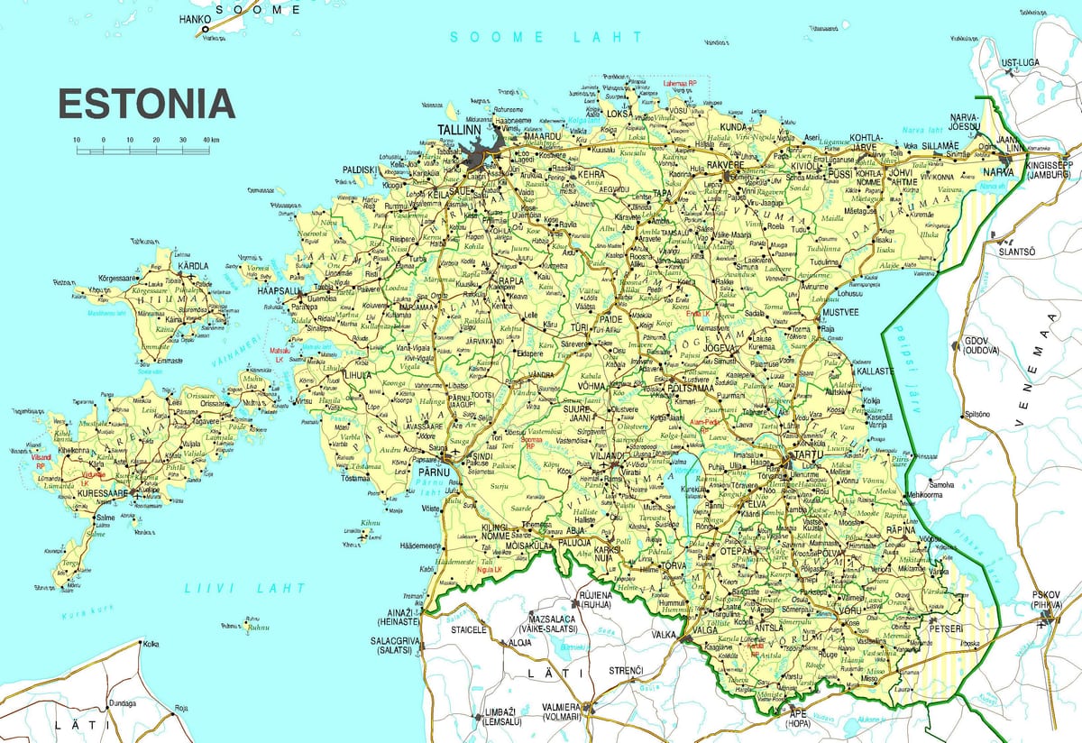 harta e rrugës Estonia