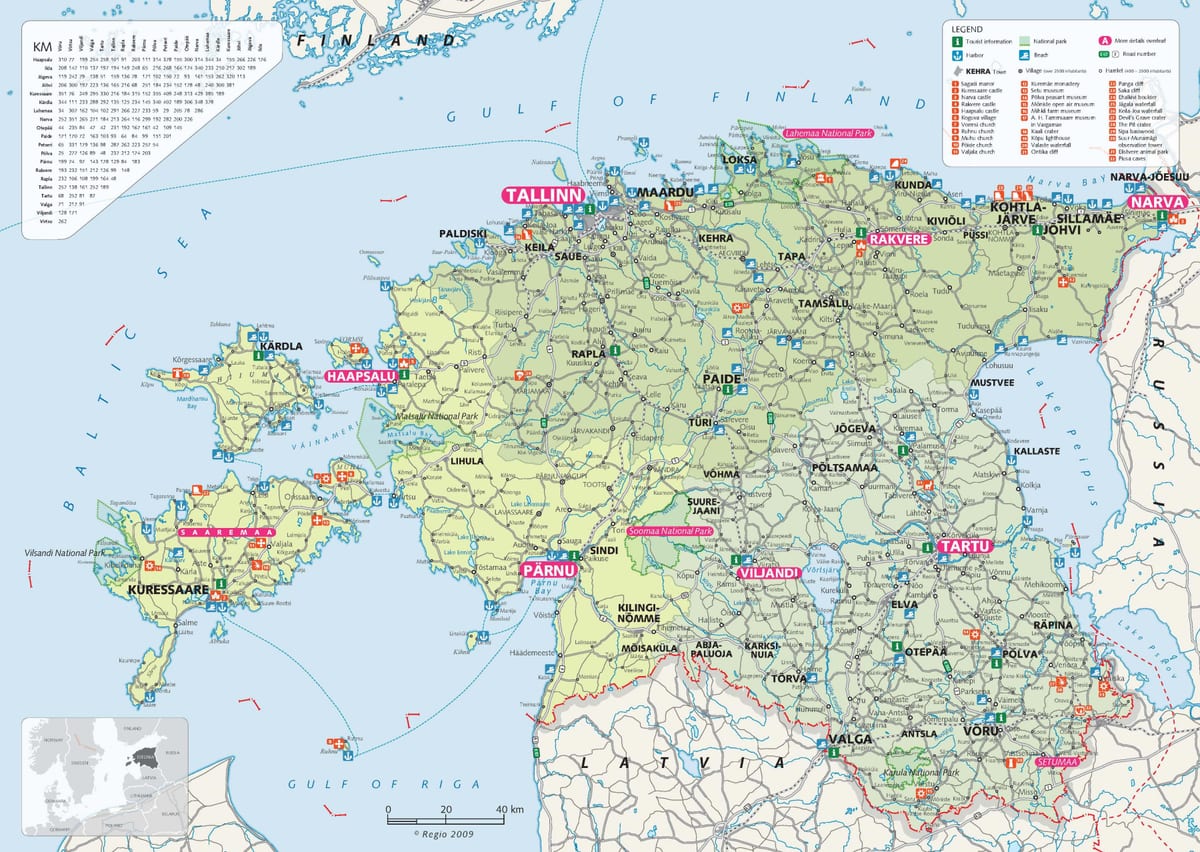 hartën turistike Estonia
