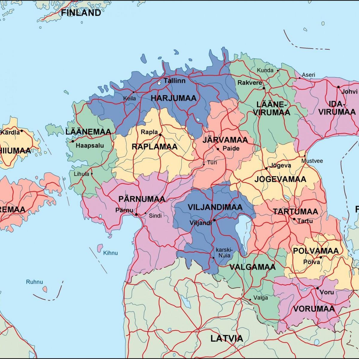 harta e politike Estonia