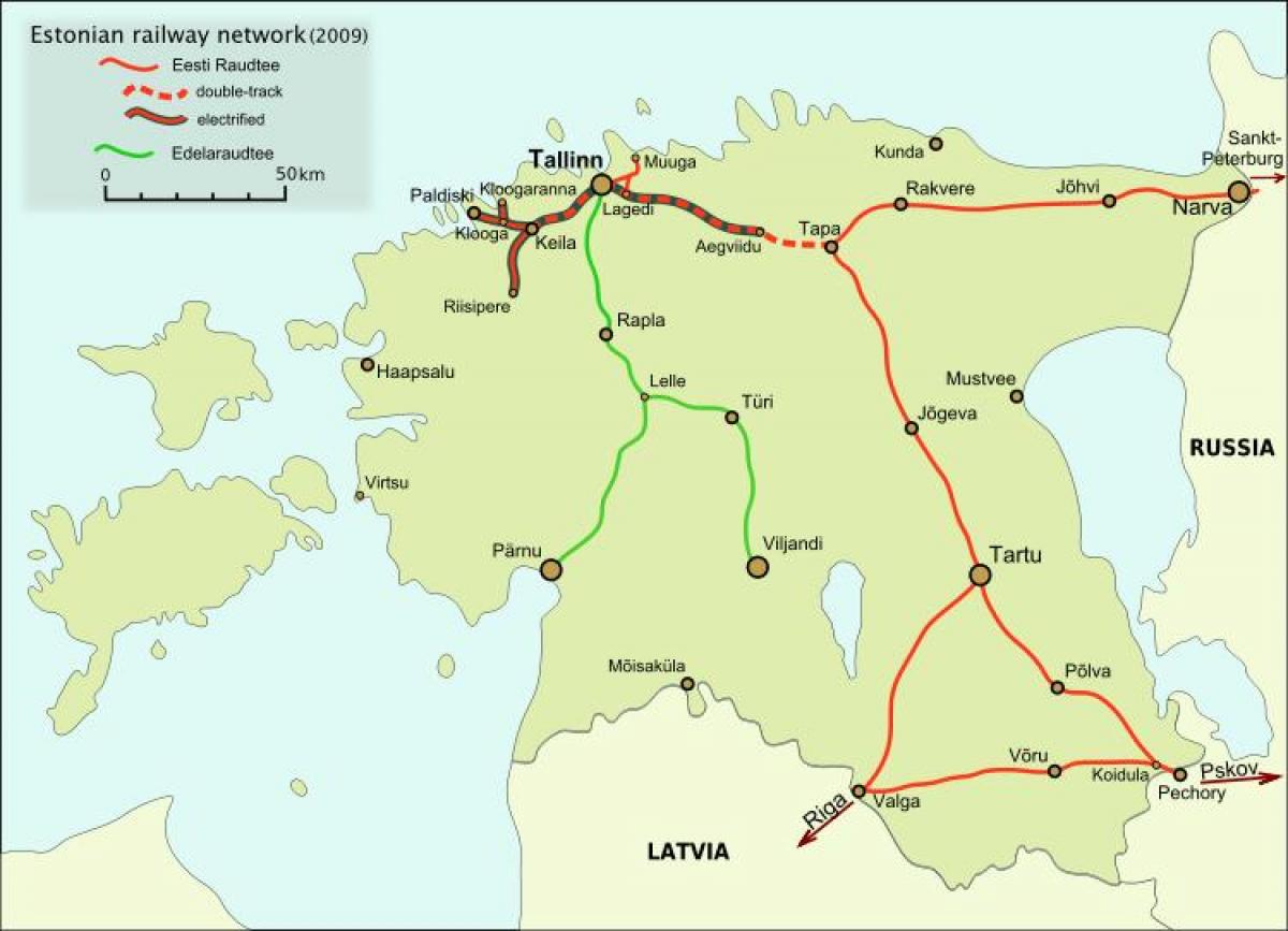 harta e estonisë hekurudhat