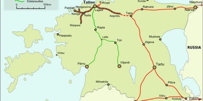 Harta e estonisë hekurudhat